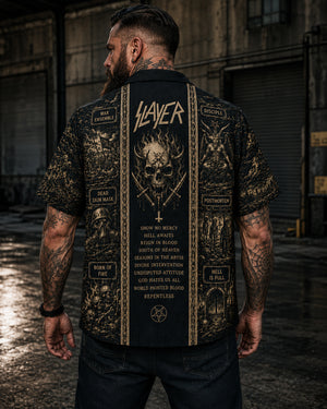 Slayer Luxury Hawaiian Shirt, Stage Ready Rock Button Up, Festival Music Collector Gift