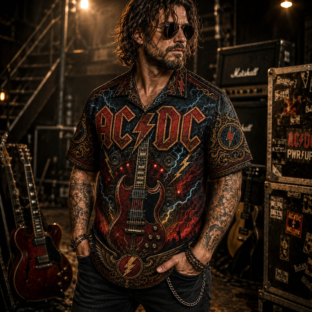 AC/DC Hawaiian Shirt, High Voltage Rock Button Up, TNT Music Fan Gift, Collector Gift