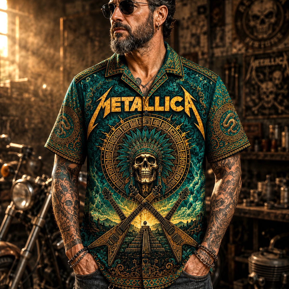 Metallica Hawaiian Shirt, Kill Em All Thrash Button Up, Seek and Destroy Fan Gift