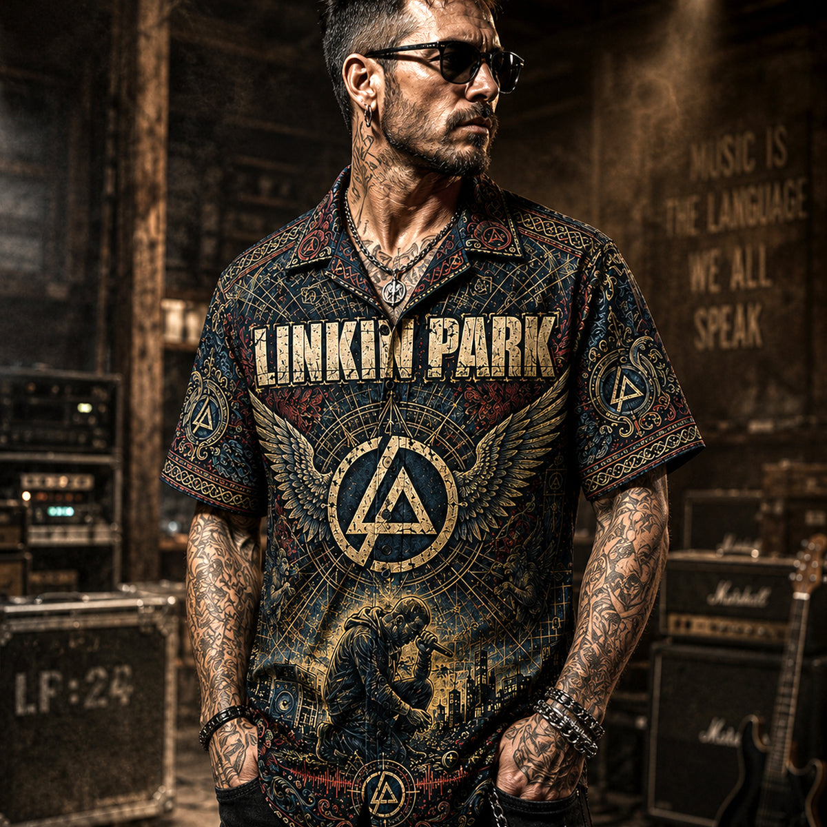 Linkin Park Hawaiian Shirt, Living Things Button Up, Burn It Down Music Fan Gift