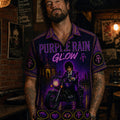 Purple Rain Stained Glass Hawaiian Shirt, Iconic Music Artwork Button Up, Rock Culture Fan Gift