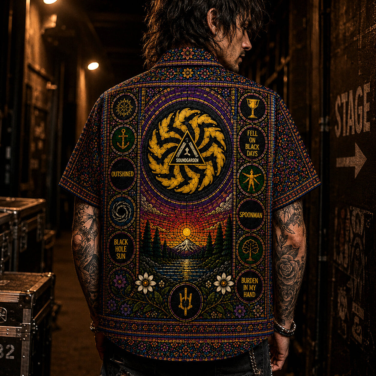 Soundgarden Hawaiian Shirt, Superunknown Grunge Button Up, Black Hole Sun Music Fan Gift
