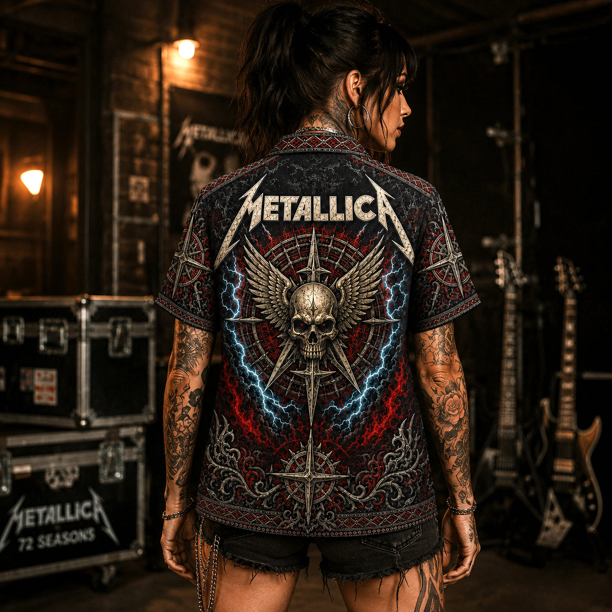 Metallica Hawaiian Shirt, One Thrash Metal Button Up, Justice Era Music Fan Gift