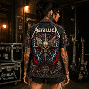 Metallica Hawaiian Shirt, One Thrash Metal Button Up, Justice Era Music Fan Gift