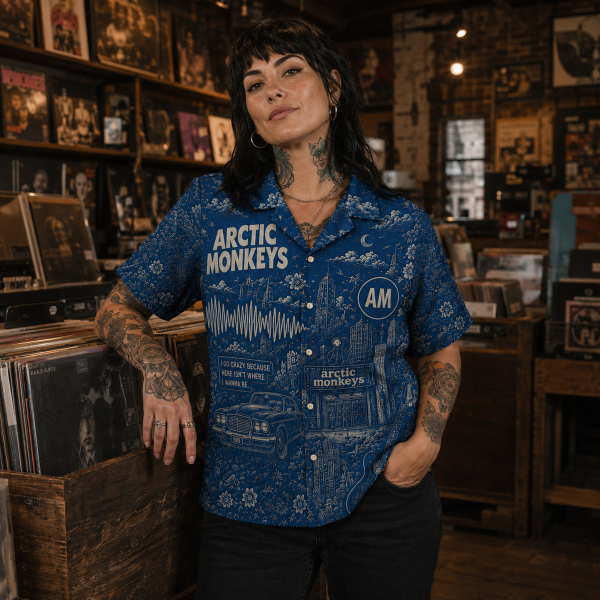 Arctic Monkeys Toile Hawaiian Shirt, AM Indie Rock Button Up, Do I Wanna Know Music Fan Gift