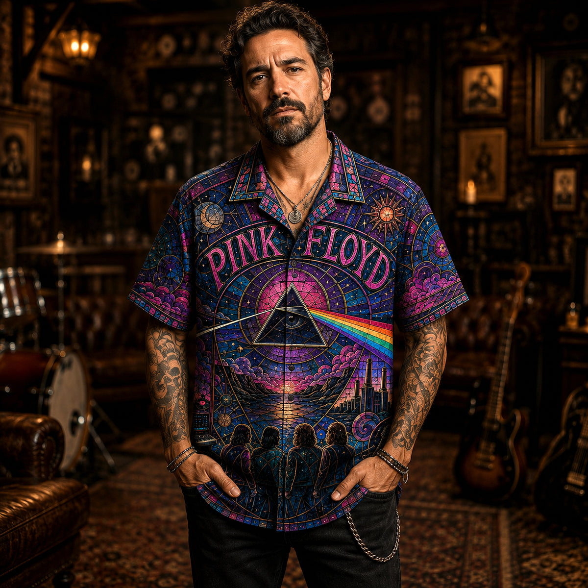 Pink Floyd Hawaiian Shirt, Division Bell Button Up, Classic Album Fan Gift