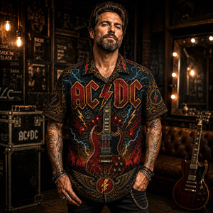 AC/DC Hawaiian Shirt, High Voltage Rock Button Up, TNT Music Fan Gift, Collector Gift