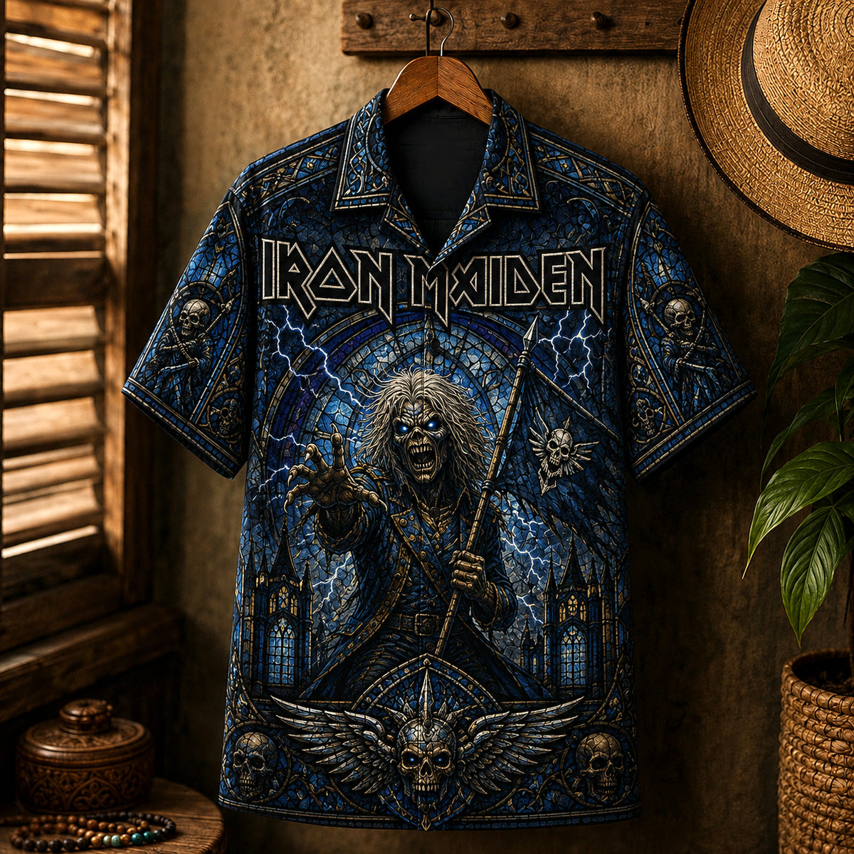Iron Maiden Hawaiian Shirt, Number of the Beast Button Up, Run to the Hills Fan Gift