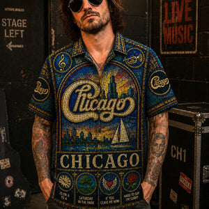 Chicago Band Hawaiian Shirt, Horn Rock Classics Button Up, Windy City Music Fan Gift