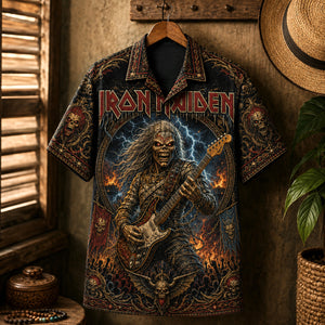 Iron Maiden Hawaiian Shirt, The Trooper Metal Button Up, Eddie Legacy Rock Fan Gift