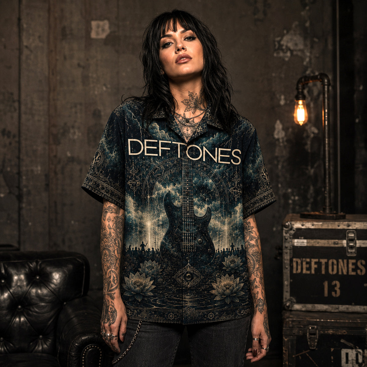 Deftones Hawaiian Shirt, Digital Bath Alt Rock Button Up, White Pony Music Fan Gift