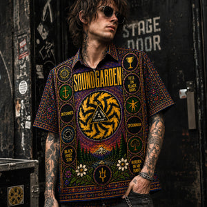 Soundgarden Hawaiian Shirt, Superunknown Grunge Button Up, Black Hole Sun Music Fan Gift