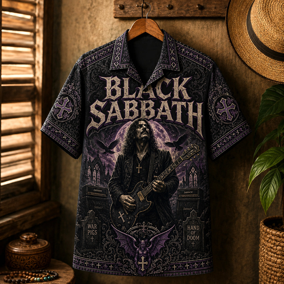 Black Sabbath Hawaiian Shirt, War Pigs Doom Rock Button Up, Paranoid Album Fan Gift