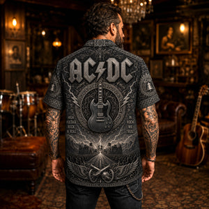 AC/DC Hawaiian Shirt, TNT Hard Rock Button Up, High Voltage Collector Gift