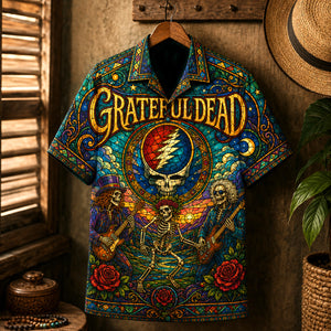 Grateful Dead Hawaiian Shirt, American Beauty Button Up, Ripple Music Fan Gift