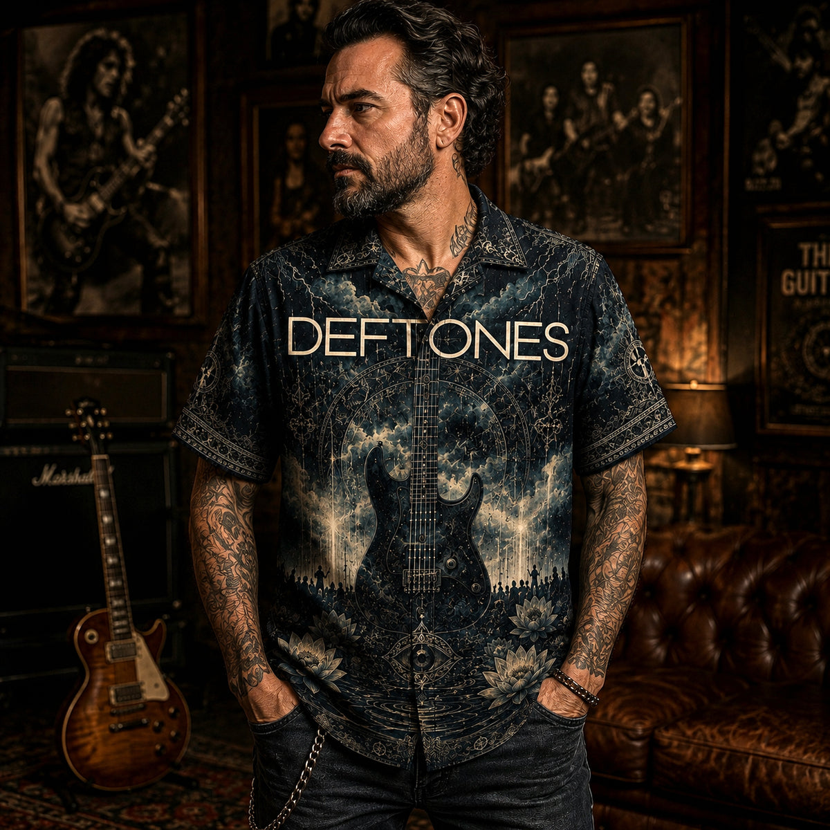 Deftones Hawaiian Shirt, Digital Bath Alt Rock Button Up, White Pony Music Fan Gift