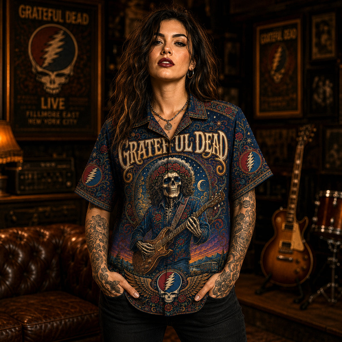 Grateful Dead Hawaiian Shirt, Uncle Johns Band Button Up, Classic Jam Rock Fan Gift
