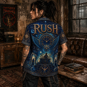 Rush Hawaiian Shirt, Hemispheres Prog Rock Button Up, Cygnus Music Fan Gift