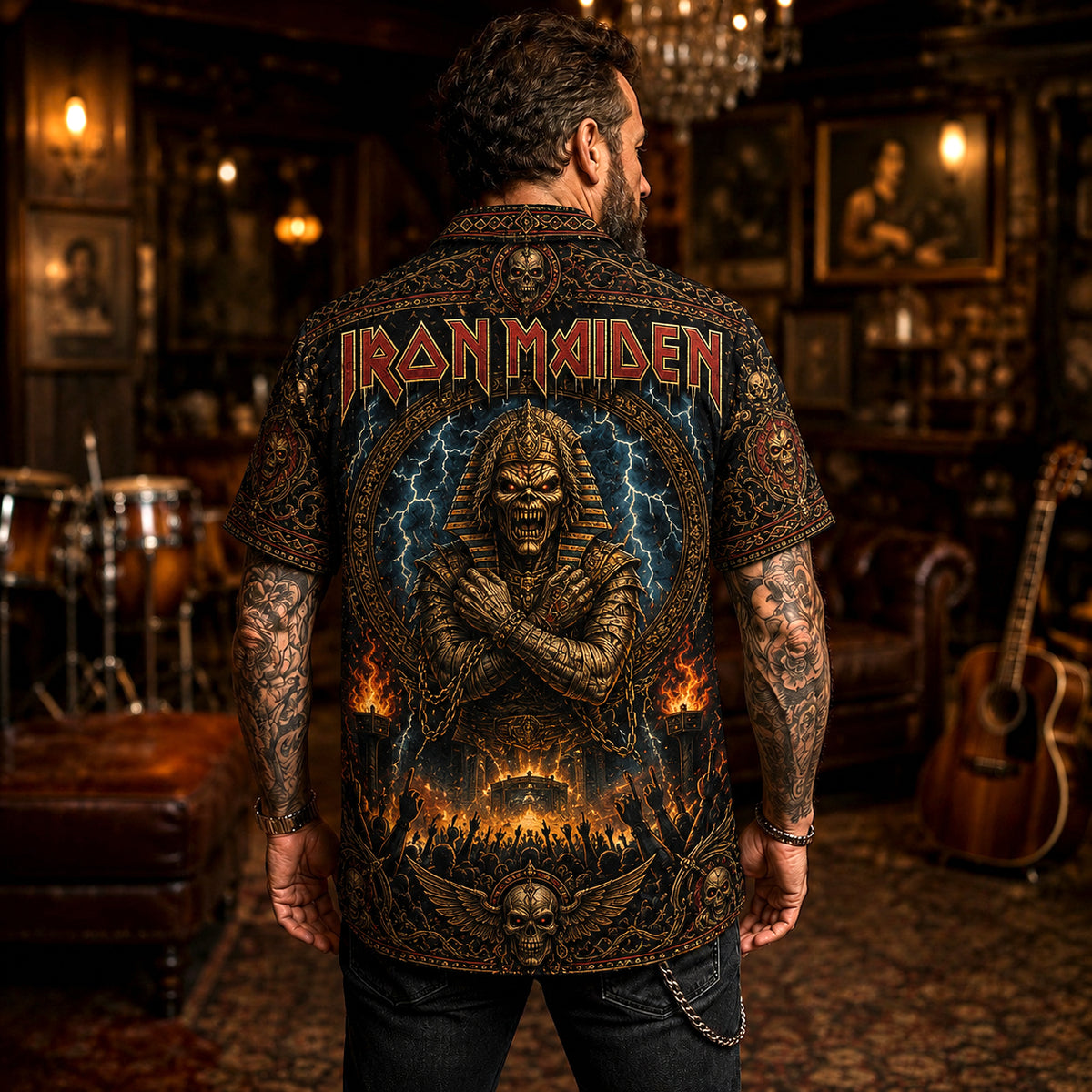 Iron Maiden Hawaiian Shirt, The Trooper Metal Button Up, Eddie Legacy Rock Fan Gift