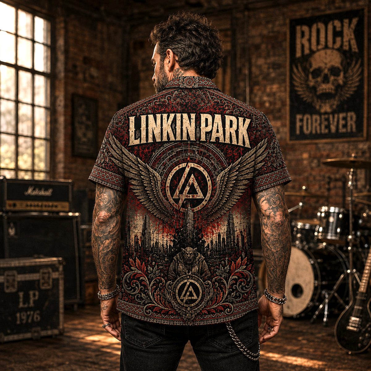 Linkin Park Hawaiian Shirt, In the End Nu Metal Button Up, Hybrid Theory Fan Gift