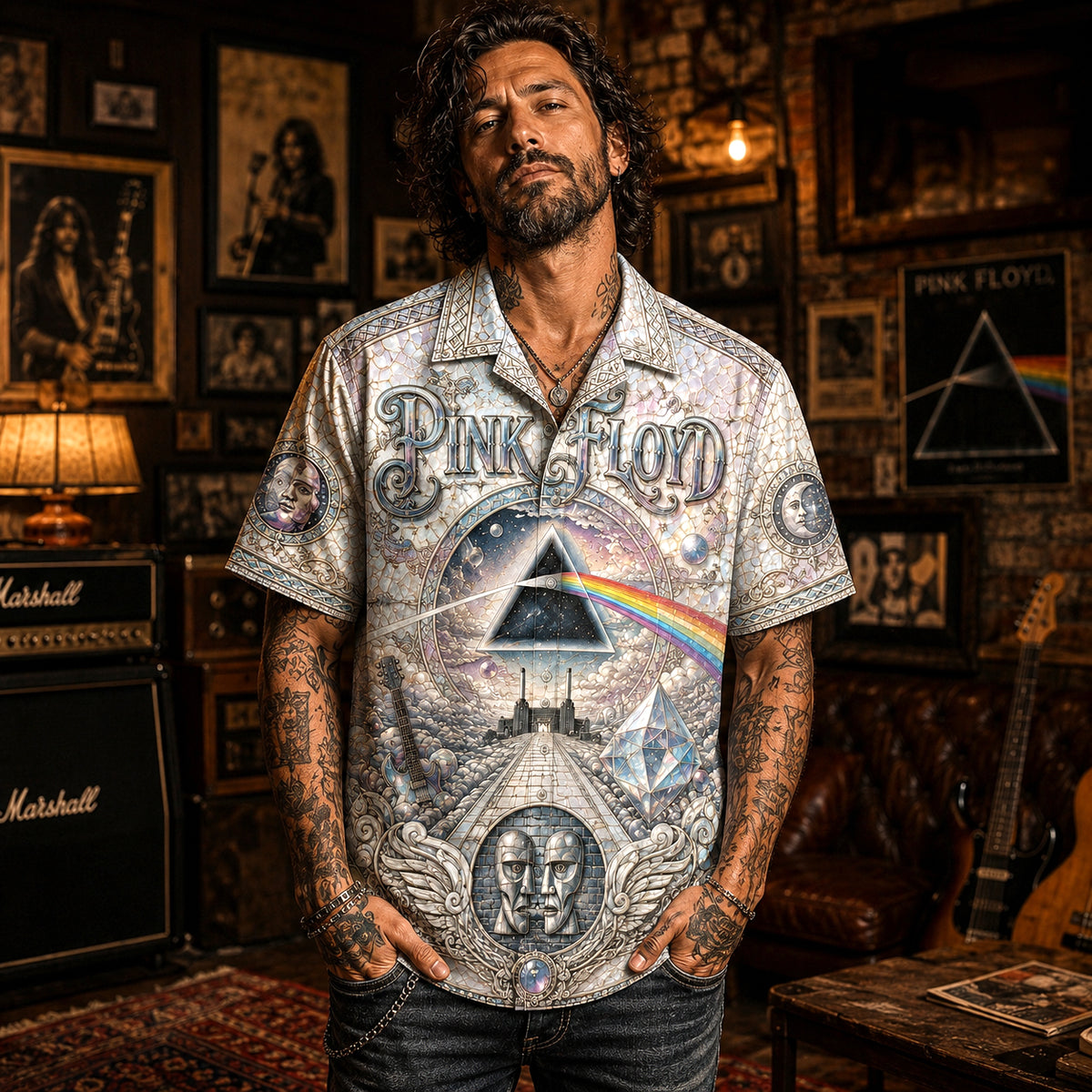 Pink Floyd Hawaiian Shirt, Comfortably Numb Button Up, The Wall Music Fan Gift