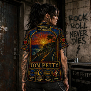 Tom Petty Stained Glass Hawaiian Shirt, Retro Concert Artwork Button Up, Rock Music Collector Gift