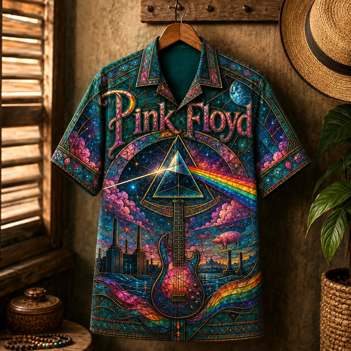 Pink Floyd Hawaiian Shirt, Atom Heart Mother Button Up, Prog Rock Collector Gift