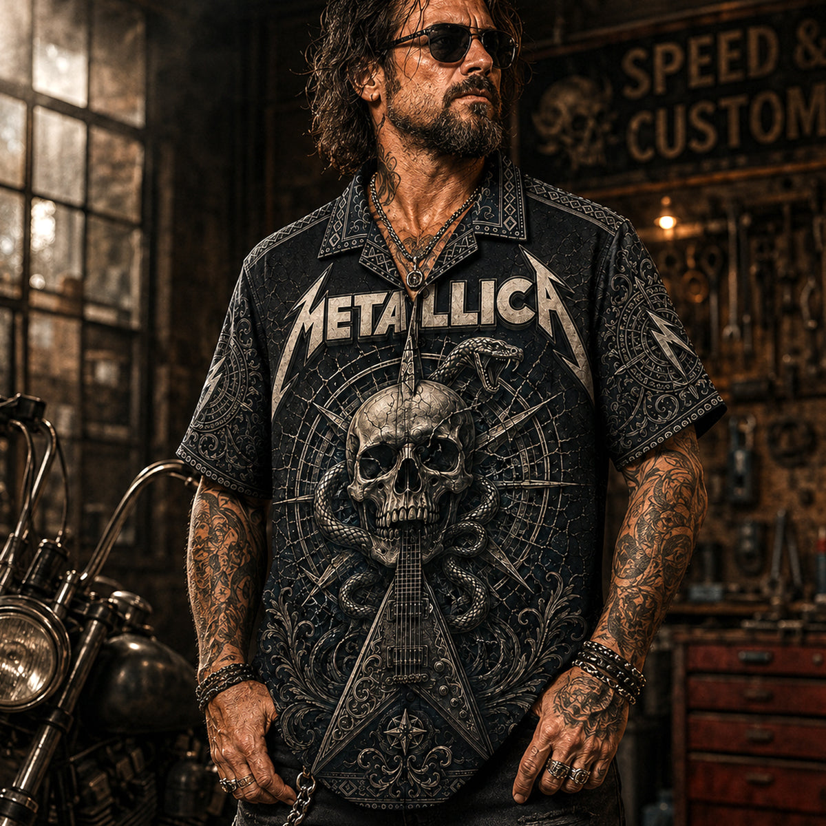 Metallica Hawaiian Shirt, Ride the Lightning Button Up, Creeping Death Fan Gift