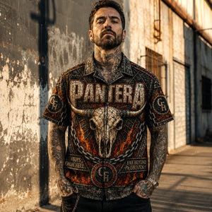 Pantera Stained Hawaiian Shirt, Stage Ready Rock Button Up, Festival Music Collector Gift