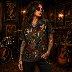 Grateful Dead Hawaiian Shirt, Touch of Grey Button Up, Deadhead Music Lover Gift
