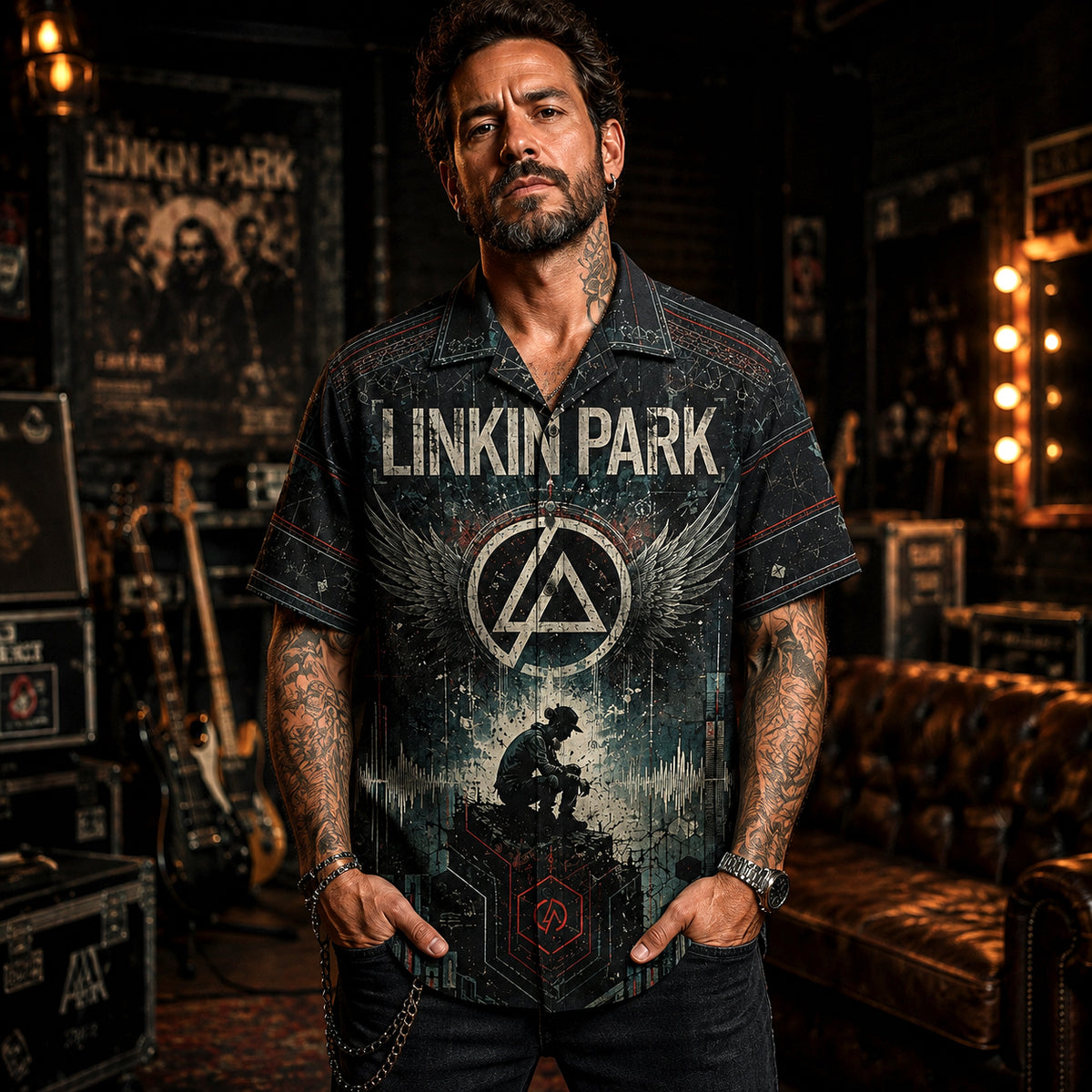 Linkin Park Hawaiian Shirt, Crawling Nu Metal Button Up, Early Era Rock Fan Gift