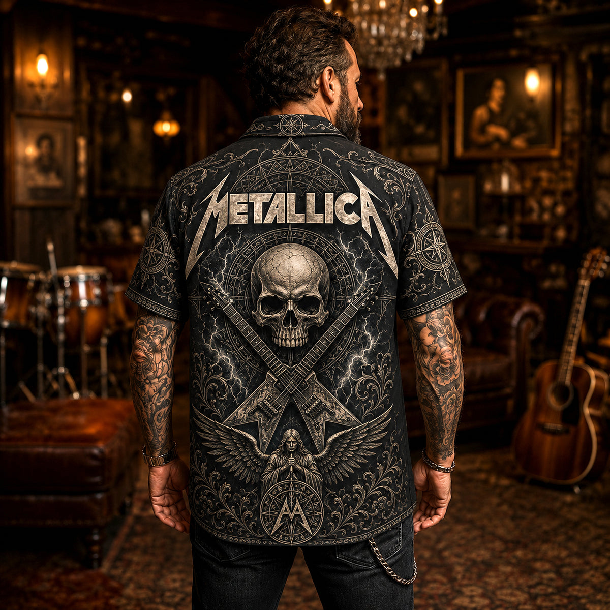 Metallica Hawaiian Shirt, Ride the Lightning Button Up, Creeping Death Fan Gift