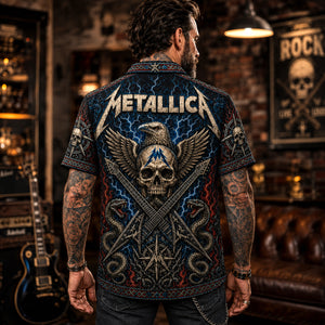 Metallica Hawaiian Shirt, Enter Sandman Button Up, Black Album Collector Gift