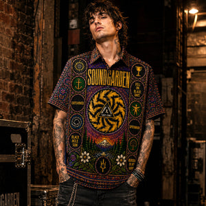 Soundgarden Hawaiian Shirt, Superunknown Grunge Button Up, Black Hole Sun Music Fan Gift