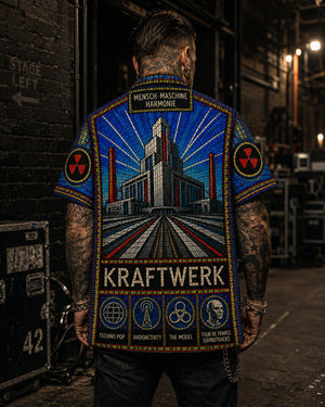 Kraftwerk Hawaiian Shirt, Autobahn Electronic Button Up, The Robots Synth Music Fan Gift