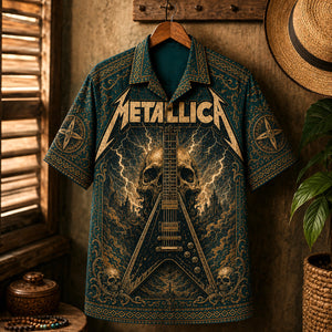 Metallica Hawaiian Shirt, And Justice for All Button Up, One Metal Music Fan Gift