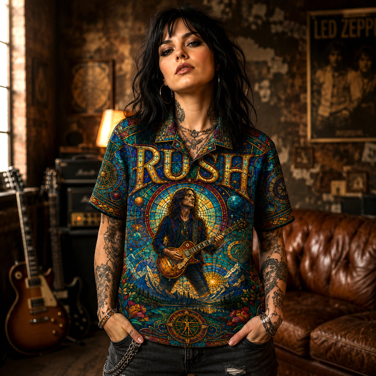 Rush Hawaiian Shirt, Signals Era Prog Button Up, Subdivisions Rock Fan Gift