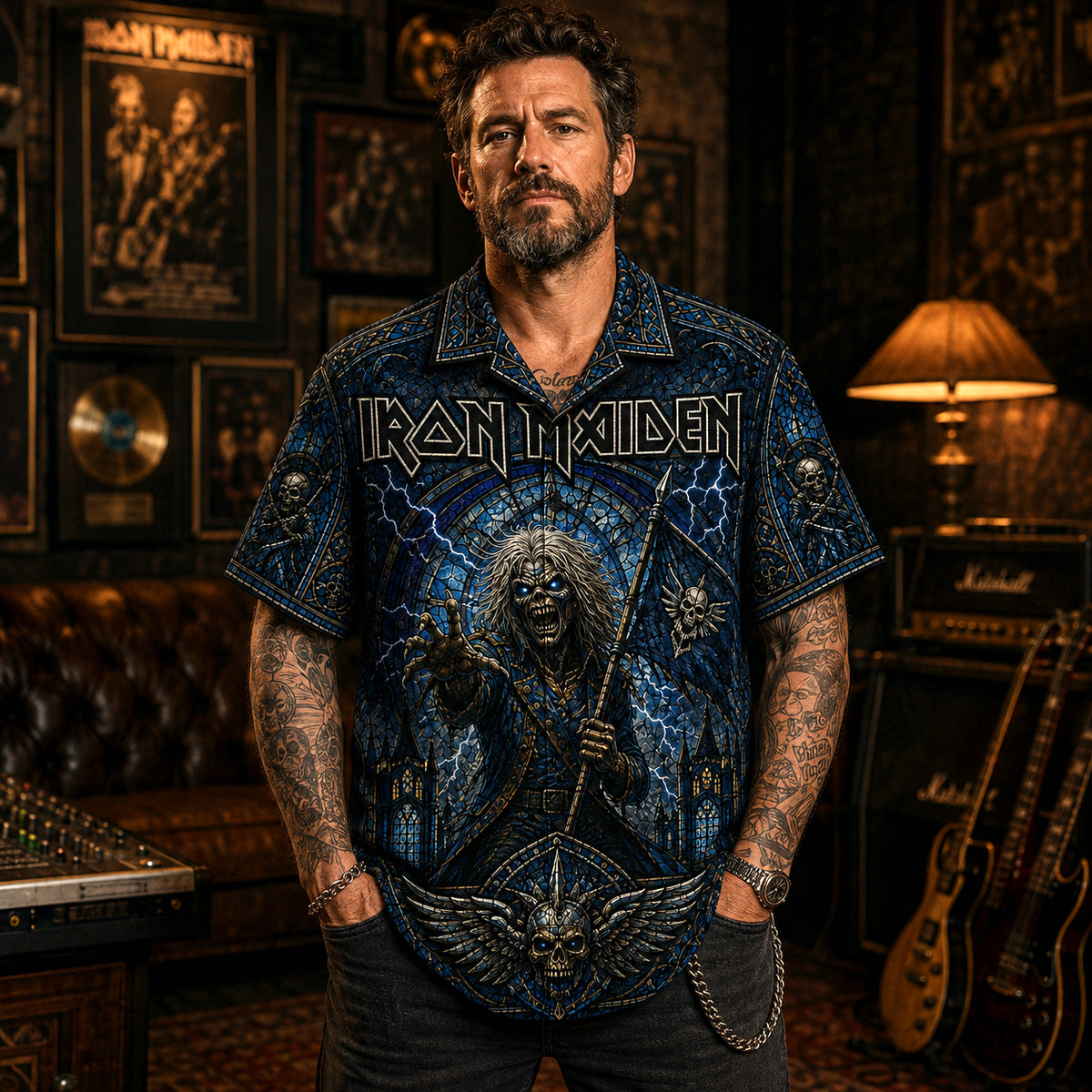 Iron Maiden Hawaiian Shirt, Number of the Beast Button Up, Run to the Hills Fan Gift