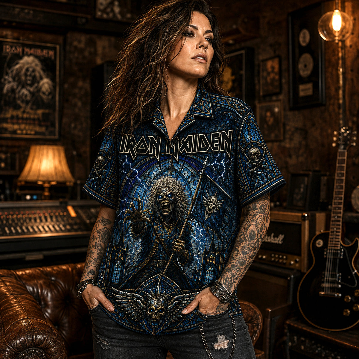 Iron Maiden Hawaiian Shirt, Number of the Beast Button Up, Run to the Hills Fan Gift