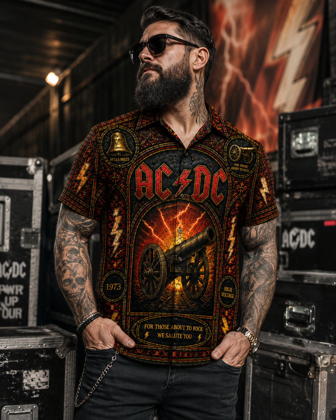 ACDC Canon Hawaiian Shirt, Iconic Music Artwork Button Up, Rock Culture Fan Gift
