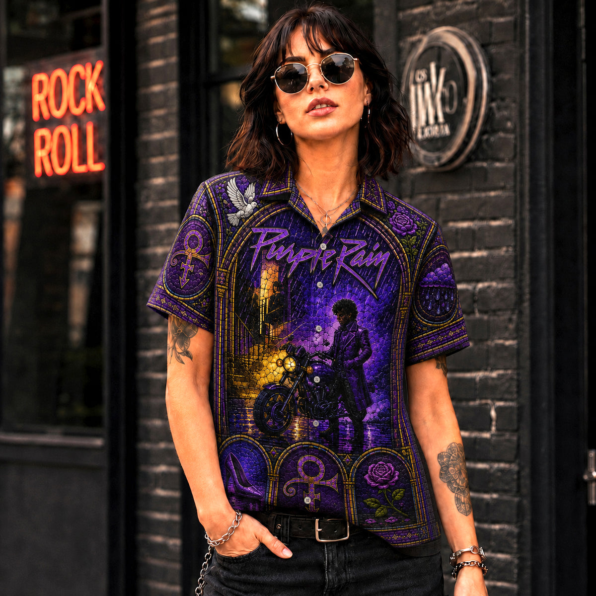 Purple Rain Hawaiian Shirt, Iconic Music Artwork Button Up, Rock Culture Fan Gift