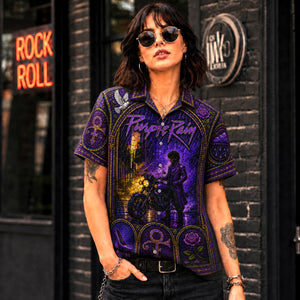 Purple Rain Hawaiian Shirt, Iconic Music Artwork Button Up, Rock Culture Fan Gift