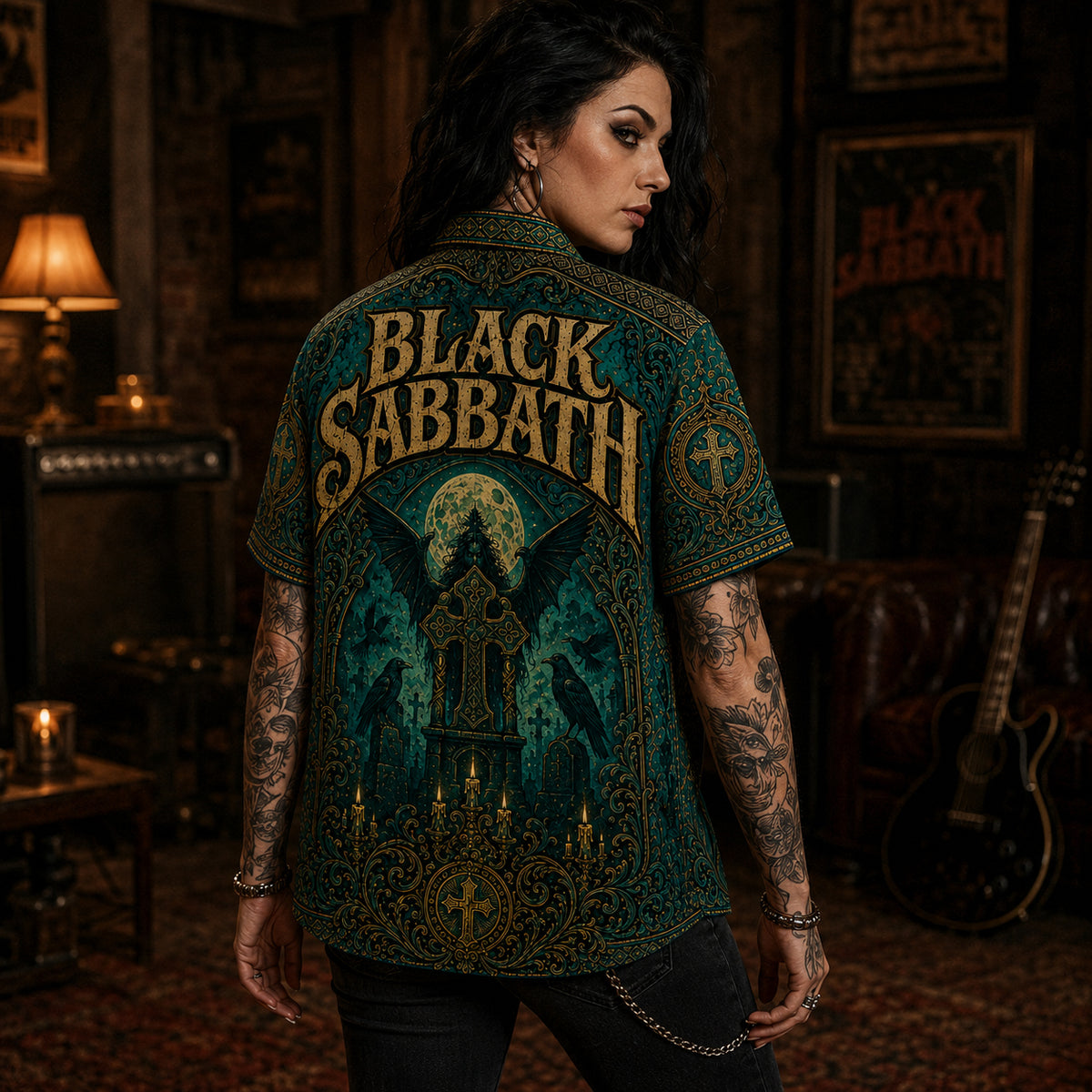 Black Sabbath Hawaiian Shirt, Heaven and Hell Button Up, Dio Era Metal Fan Gift