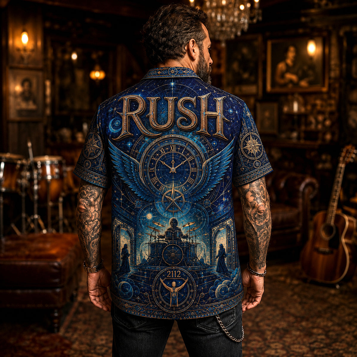 Rush Hawaiian Shirt, Hemispheres Prog Rock Button Up, Cygnus Music Fan Gift