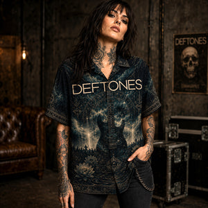Deftones Hawaiian Shirt, Digital Bath Alt Rock Button Up, White Pony Music Fan Gift