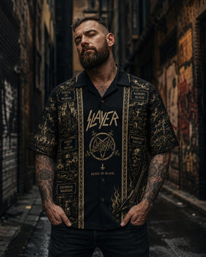 Slayer Luxury Hawaiian Shirt, Stage Ready Rock Button Up, Festival Music Collector Gift