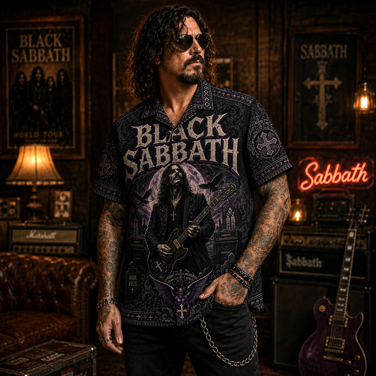 Black Sabbath Hawaiian Shirt, War Pigs Doom Rock Button Up, Paranoid Album Fan Gift
