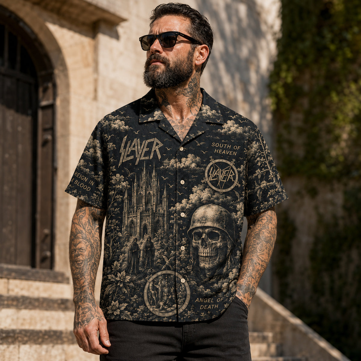 Slayer South of Heaven Hawaiian Shirt, Stage Ready Rock Button Up, Festival Music Collector Gift