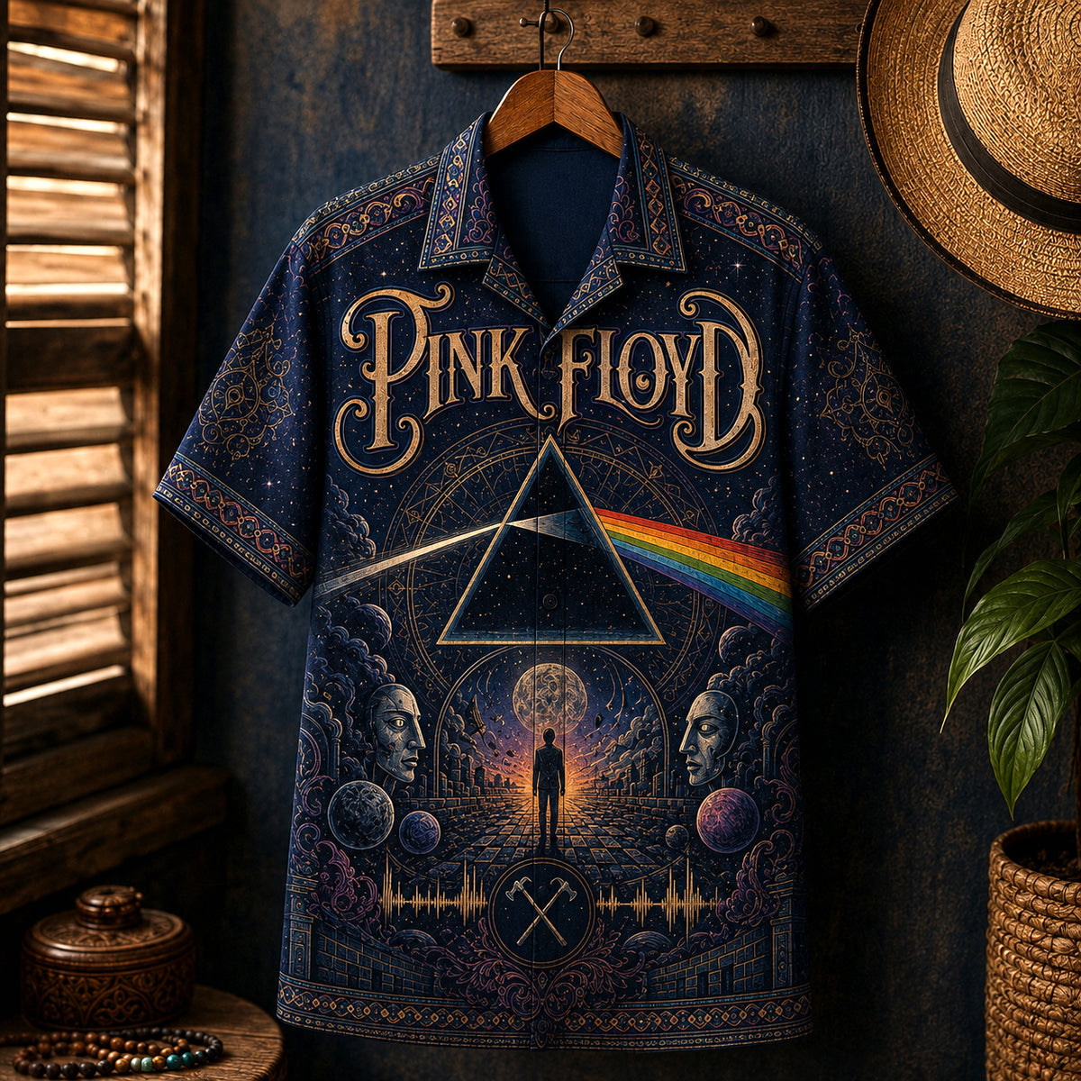 Pink Floyd Hawaiian Shirt, The Wall Prog Rock Button Up, Comfortably Numb Fan Gift