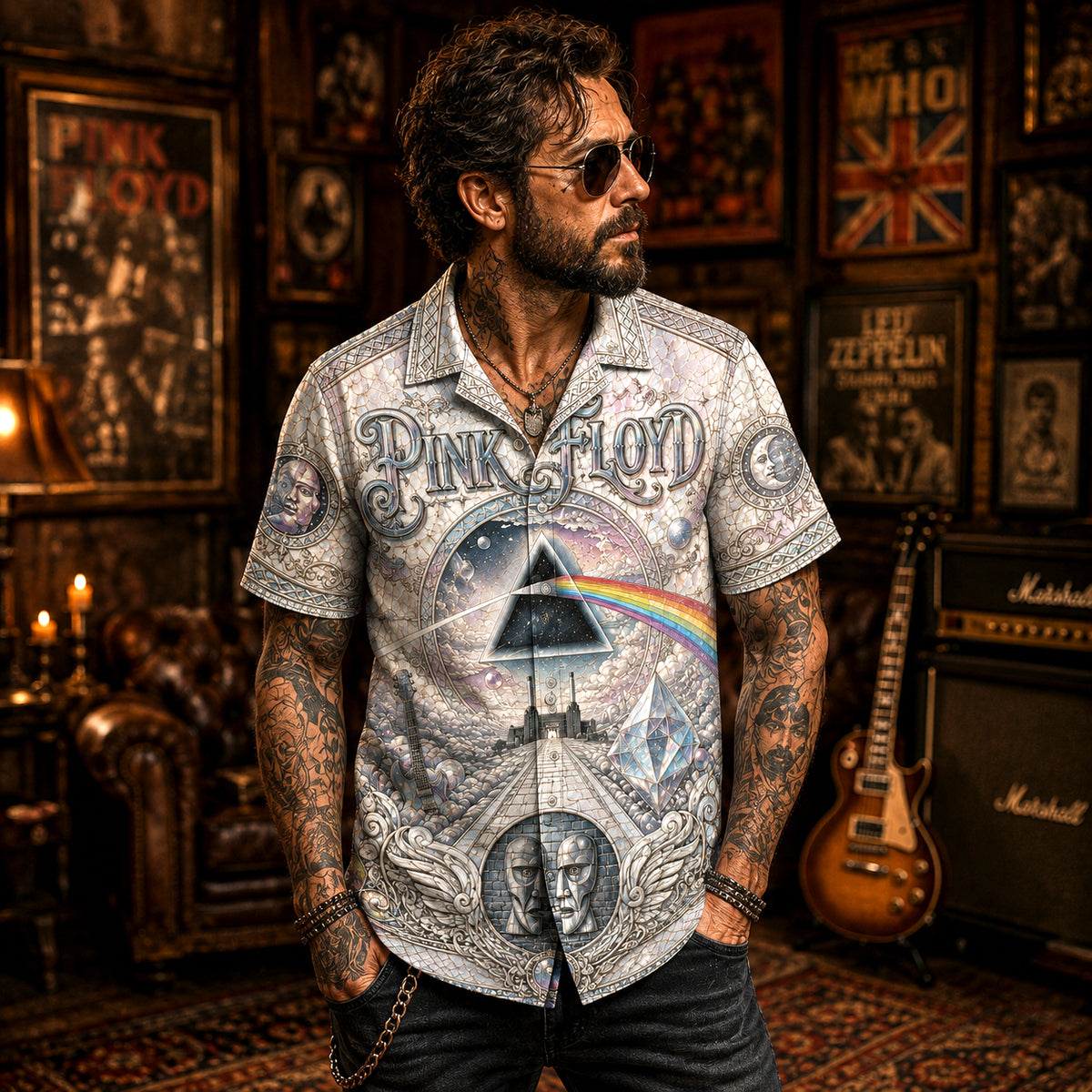 Pink Floyd Hawaiian Shirt, Comfortably Numb Button Up, The Wall Music Fan Gift